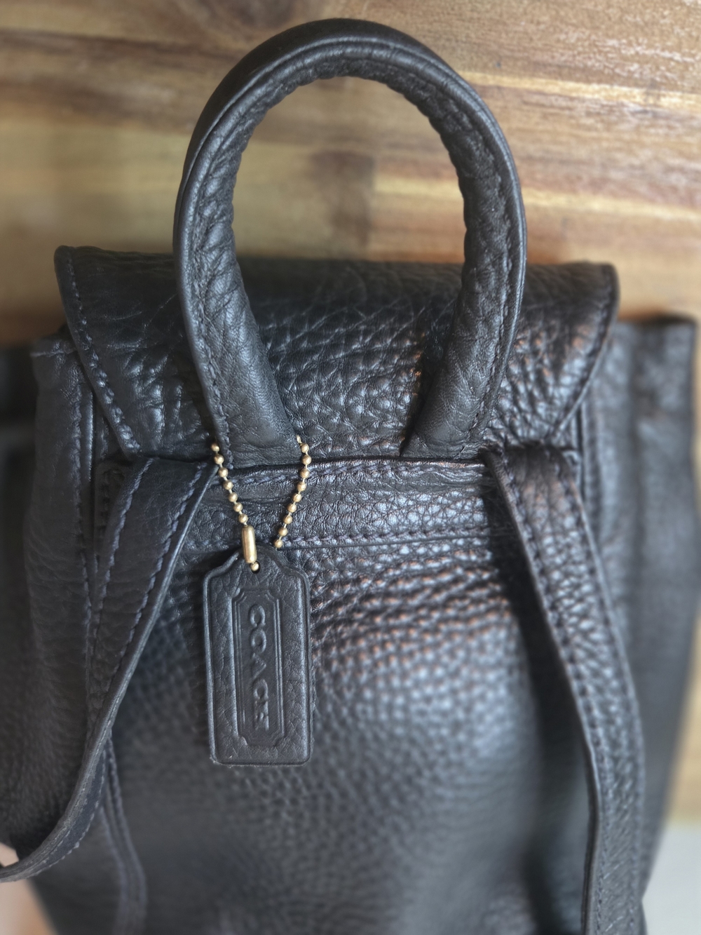 Vintage 97 Coach Sonoma Black Peppled Leather Backpack Purse 4925 w/original Tag